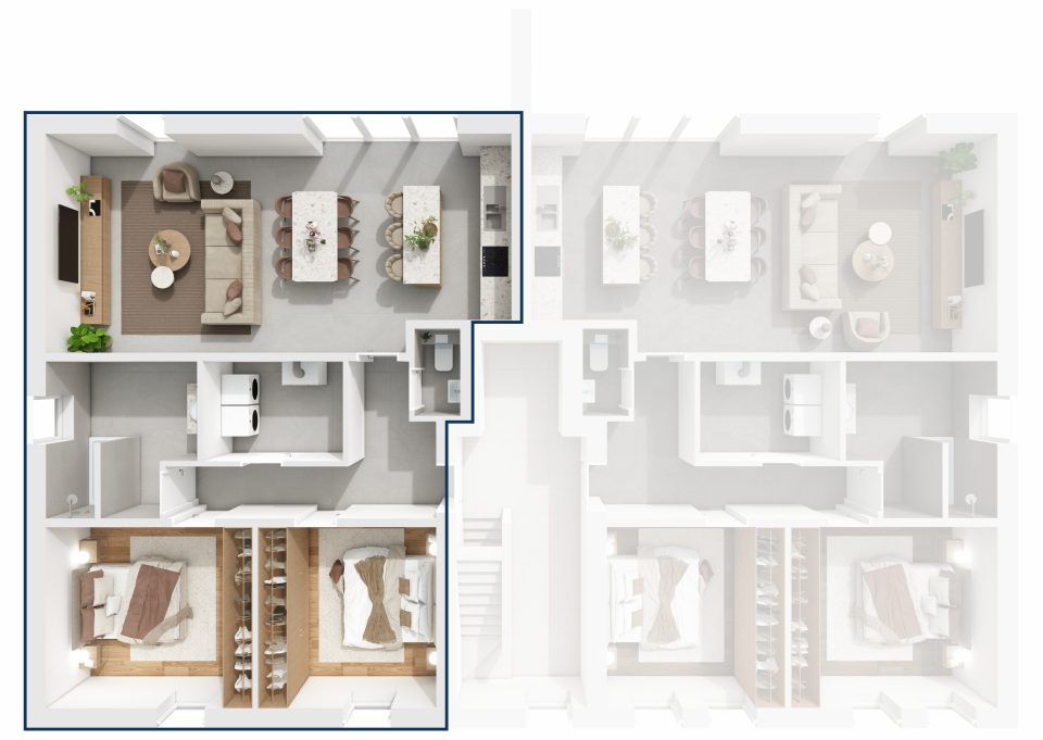 Plan du 1er étage de la Résidence du Quai : situation de l’appartement 3 dans l’immeuble