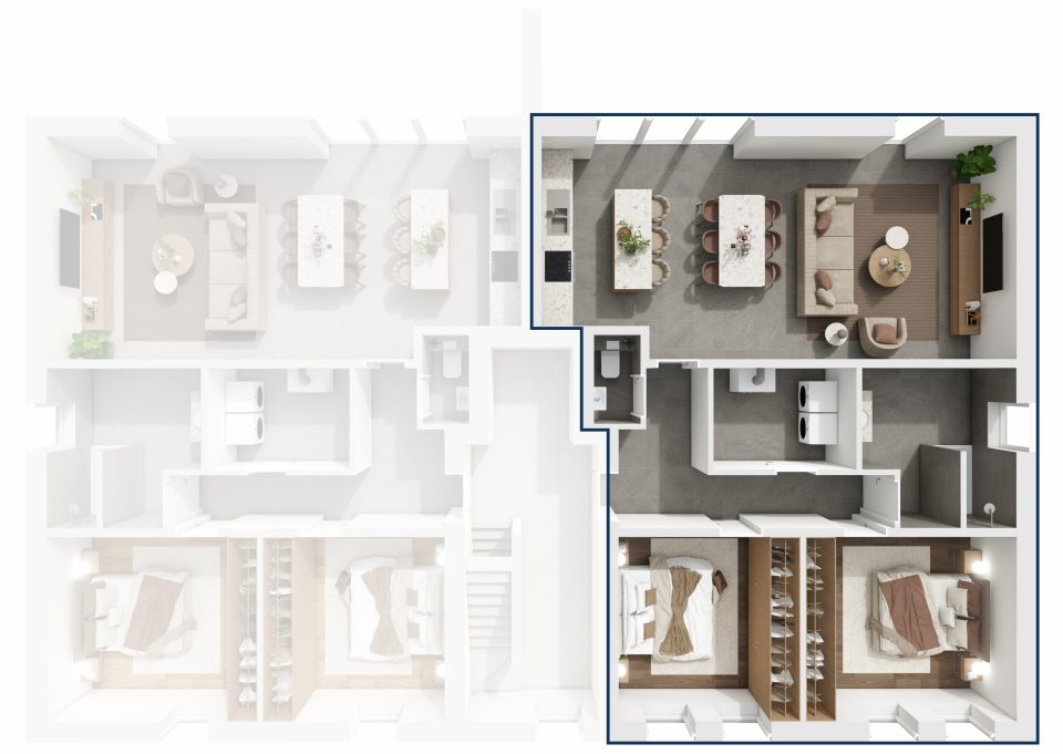 Plan du 1er étage de la Résidence du Quai : situation de l’appartement 4 dans l’immeuble